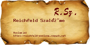 Reichfeld Szalóme névjegykártya